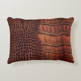 Mahogany Alligator Klassiek Reptielenleer (Faux) Accent Kussen