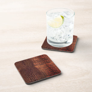 Mahogany Alligator Klassiek Reptielenleer (Faux) Bier Onderzetter