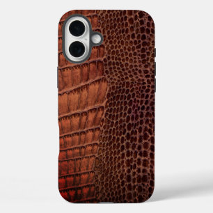 Mahogany Alligator Klassiek Reptielenleer (Faux) iPhone 16 Plus Hoesje