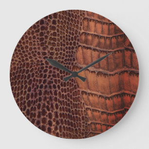 Mahogany Alligator Klassiek Reptielenleer (Faux) Grote Klok