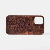 Mahogany Alligator Klassiek Reptielenleer (Faux) iPhone Hoesje (Achterkant horizontaal)