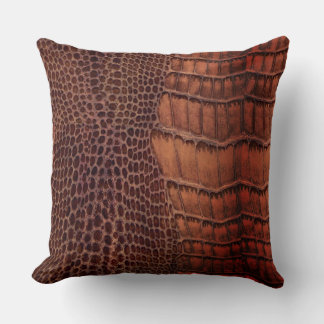 Mahogany Alligator Klassiek Reptielenleer (Faux) Kussen