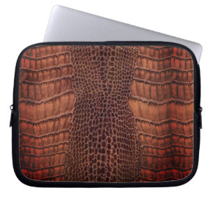 Mahogany Alligator Klassiek Reptielenleer (Faux) Laptop Sleeve