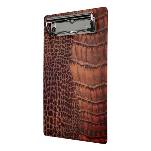 Mahogany Alligator Klassiek Reptielenleer (Faux) Mini Klembord (Angled2)