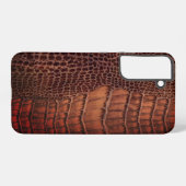 Mahogany Alligator Klassiek Reptielenleer (Faux) Samsung Galaxy Hoesje (Achterkant horizontaal)