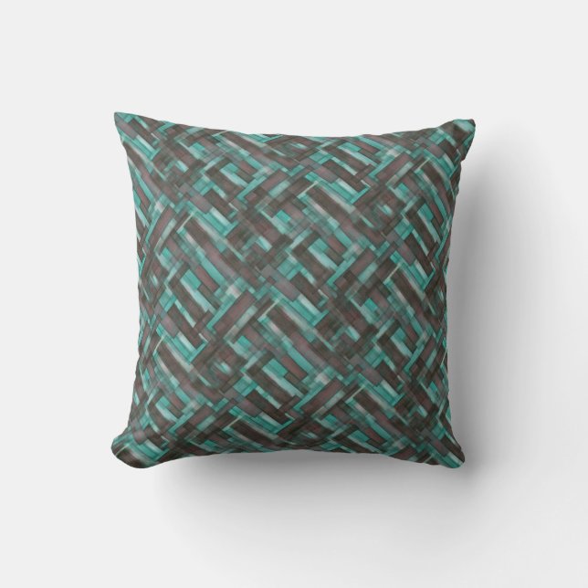 Mahogany Aqua Crosshatch Pattern Sierkussen (Voorkant)