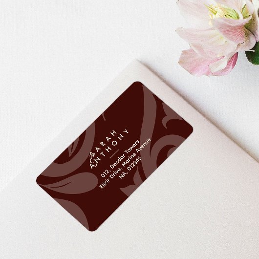 Mahogany Red Damask Classique Mariage Étiquette de