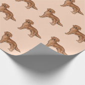 Mahogany Red Golden Retriever Cartoon Dog Pattern Cadeaupapier (Hoek)