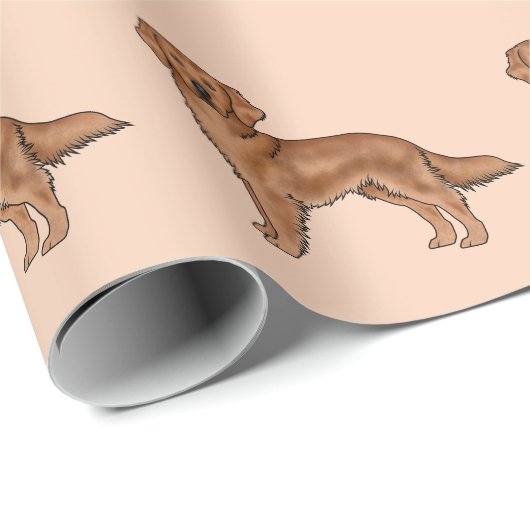 Mahogany Red Golden Retriever Cartoon Dog Pattern Cadeaupapier (Rol Hoek)