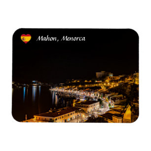 Mahon Harbour 's nachts - Menorca, Spanje Magneet