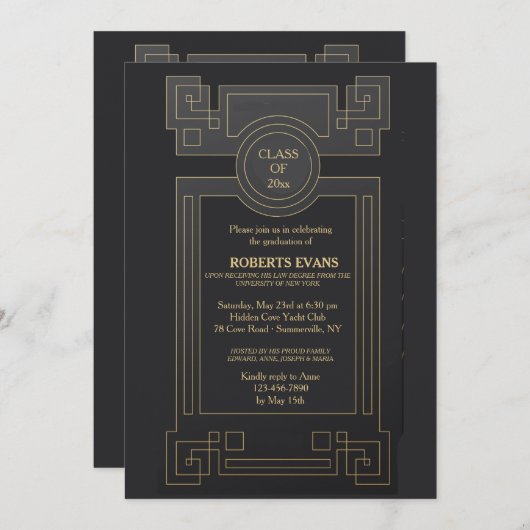 Mahonie Afstuderen Uitnodiging (Voorkant / Achterkant)