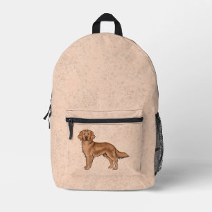 Mahonie Rood Goud Retriever Lief Cartooneske Hond Bedrukte Rugzak