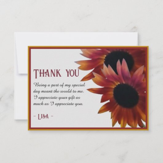 Mahonie Zonnebloem Verjaardag Bedankkaart (Voorkant)