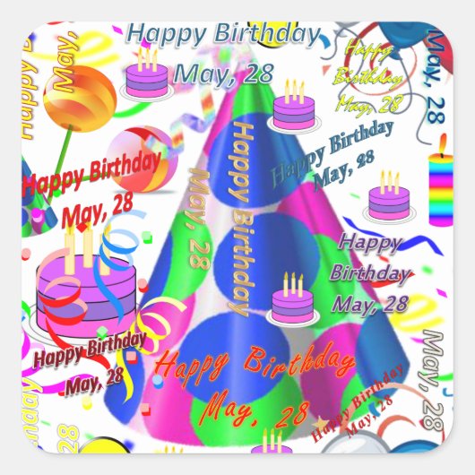 Mai, 28 Stickers Anniversaires de enfants (Devant)