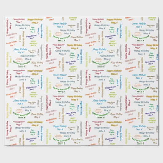 Mai, 6 Anniversaire Papier Cadeau (Plat)