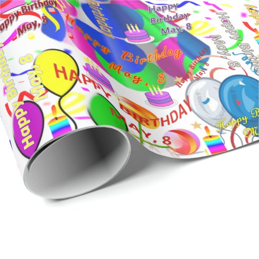 Mai, 8 Anniversaire Papier cadeau d'enveloppement (Coin rond)