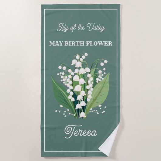 Mai Fleur de naissance Nom personnalisé Serviette  (Devant)