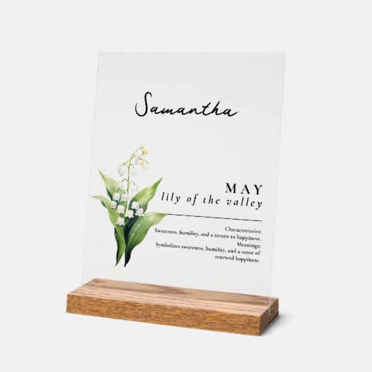 Mai Mois de naissance Lys Fleur Personnalisé (Angle)