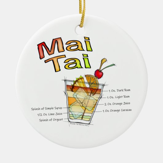 MAI TAI COCKTAIL RECIPE ART KERAMISCH ORNAMENT (Voorkant)