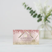 Maid Cleaning House Dak Goud Glitter Drips Visitekaartje (Staand voorkant)