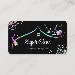Maid Cleaning House Holographic Sparking Business Visitekaartje