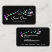 Maid Cleaning House Holographic Sparking Visitekaartje (Voorkant / Achterkant)