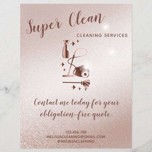 Maid Cleaning House Mousserend Roos Gold Flyer (Achterkant)