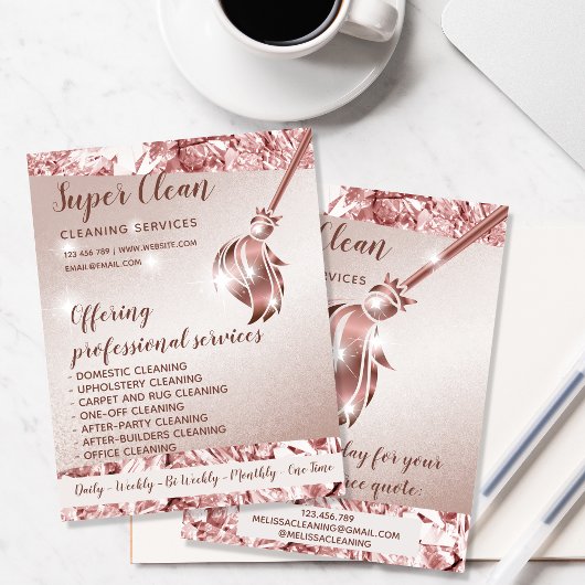 Maid Cleaning House Mousserend Roos Gold Flyer