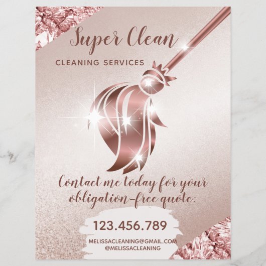 Maid Cleaning House Mousserend Roos Gold Flyer (Achterkant)