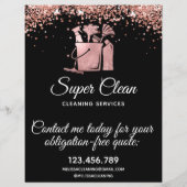 Maid Cleaning House Mousserend Roos Gold Glitter Flyer (Achterkant)