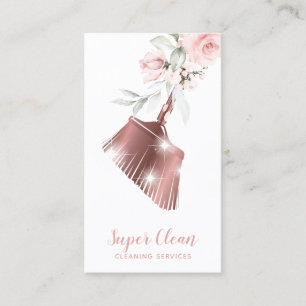 Maid Cleaning House Sparging Gold Floral Visitekaartje