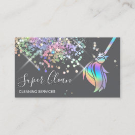 Maid Cleaning House Sparging Holografen Visitekaartje