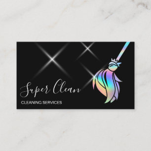 Maid Cleaning House Sparging Holografen Visitekaartje