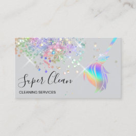 Maid Cleaning House Sparging Holografen Visitekaartje