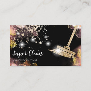 Maid Cleaning House Sparking Dripping Gold Busine Visitekaartje