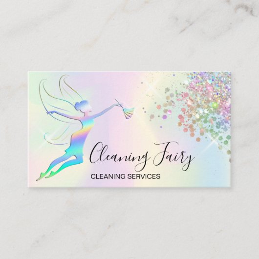 Maid Cleaning House Sparking Hologray Fairy Visitekaartje (Voorkant)