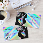 Maid Cleaning House Sparkling Holograph Business C Visitekaartje