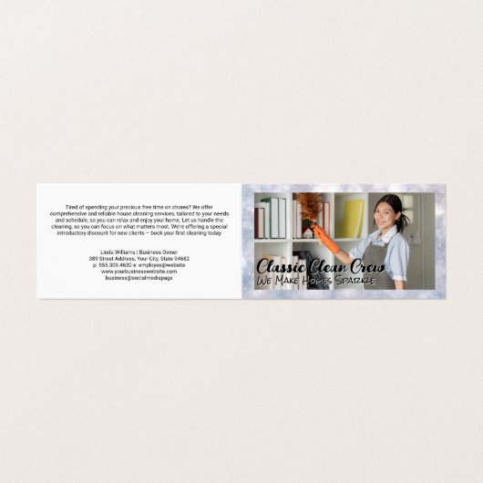 Maid Dusting Boeken Visitekaartjes (Buitenkant ongevouwen)