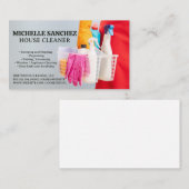 Maid Holding Mand van Schoonmaakmiddelen Visitekaartje (Voorkant / Achterkant)