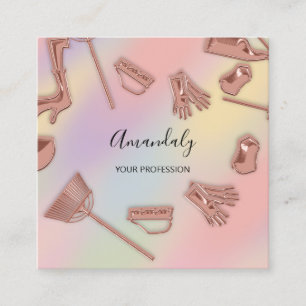 Maid House Cleaning Kantoor Services Logo Roos Vierkante Visitekaartje