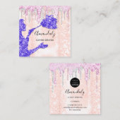 Maid House Cleaning Services Logo Silver Pink Vierkante Visitekaartje (Voorkant / Achterkant)