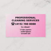 Maid Janitorial Lady Maison Carte de visite Nettoy (Dos)