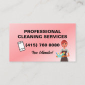 Maid Janitorial Lady Visitekaartje Huis schoonmake (Achterkant)