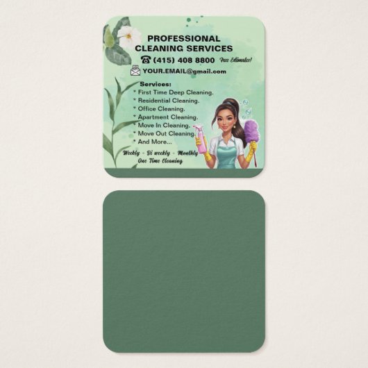 Maid Janitorial Lady Visitekaartje Huis schoonmake (Voorkant /achterkant)