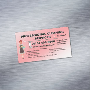 Maid Janitorial Lady Visitekaartje Huis schoonmake Magnetisch Visitekaartje