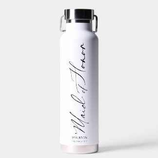 Maid of Honor | Aangepast zwart modern script Waterfles