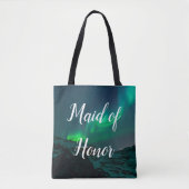 Maid of Honor Aurora Lights Script Elegant Wedding Draagtas (Voorkant)