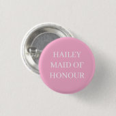 MAID OF HONOR BADGE BUTTON PIN WEDDING (Voorkant /achterkant)