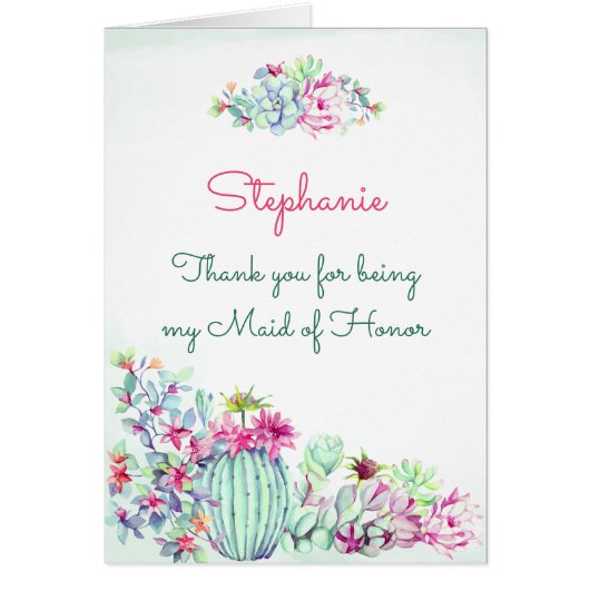 Maid of Honor Bedankt Cactus & Succulents (Voorkant)