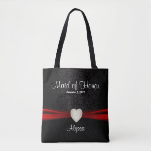 Maid of Honor Black and Red Team Bride Tote Bag